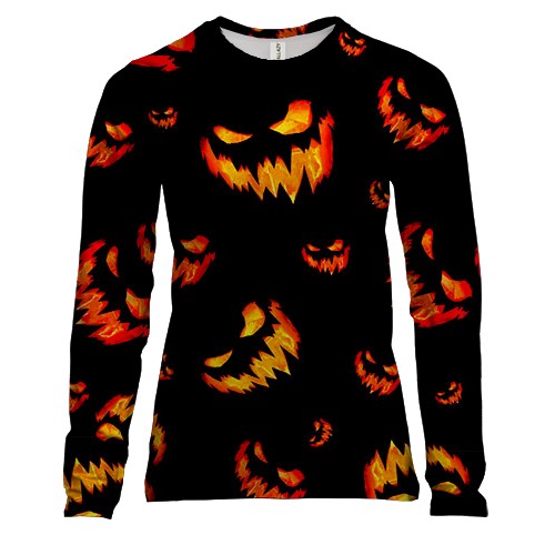 Женский 3D лонгслив Тыквенные лица