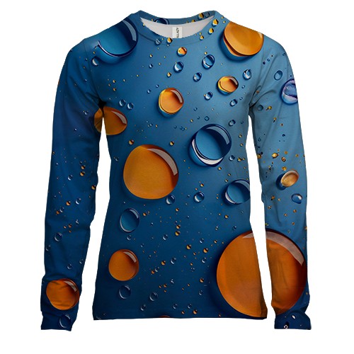 Женский 3D лонгслив с оранжево-синими каплями