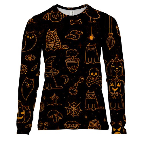 Женский 3D лонгслив Halloween Cats, pattern