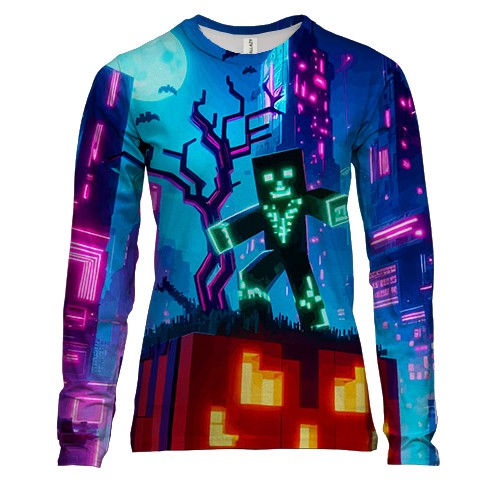 Женский 3D лонгслив Minecraft Halloween, art