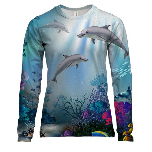 Жіночий 3D лонгслів з підводним світом (АРТ)