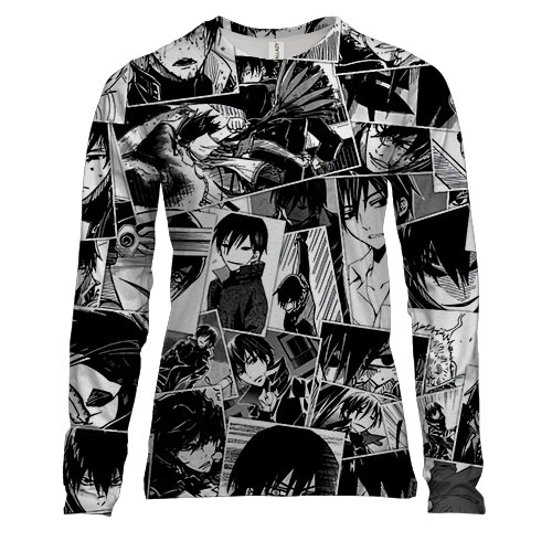 Женский 3D лонгслив Темнее черного, манга паттерн