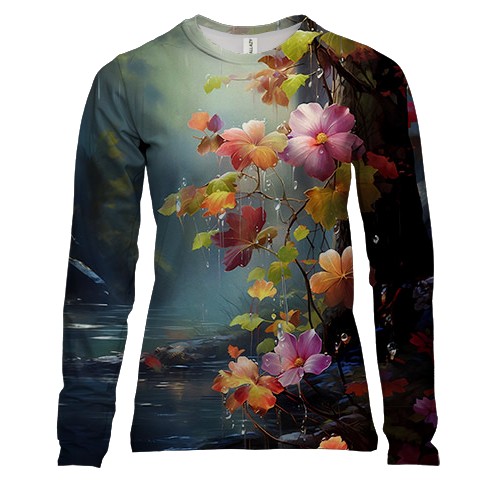 Женский 3D лонгслив с цветами над водой