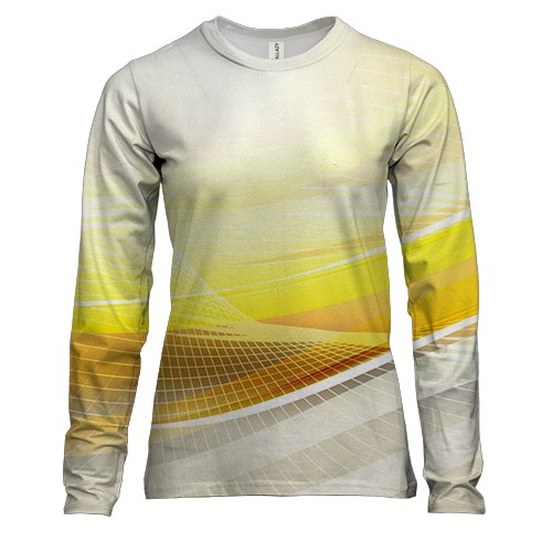 Женский 3D лонгслив Бело-желтая техно абстракция