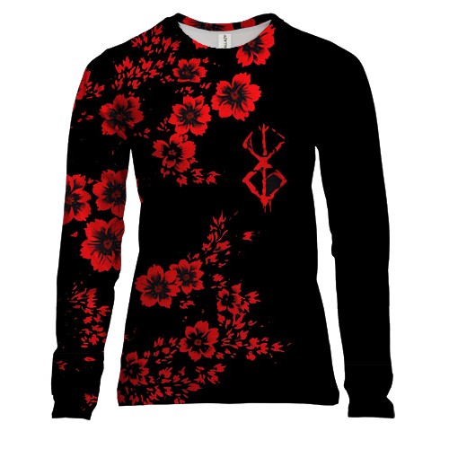 Женский 3D лонгслив Берсерк - клеймо в цветах
