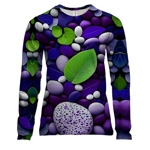 Женский 3D лонгслив с фиолетовой галькой