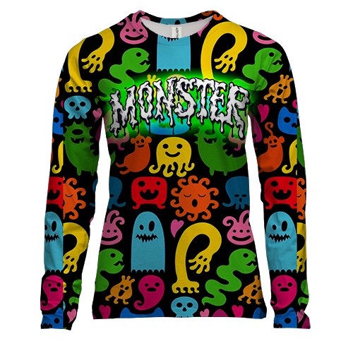Женский 3D лонгслив с монстриками Monster