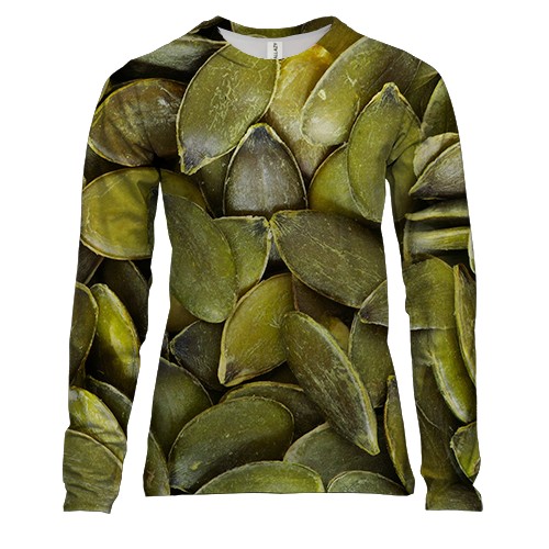 Женский 3D лонгслив с очищенными семенами тыквы