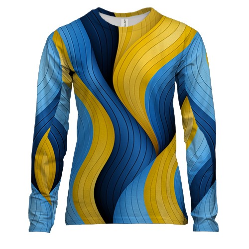 Жіночий 3D лонгслів Жовто-сині волокна
