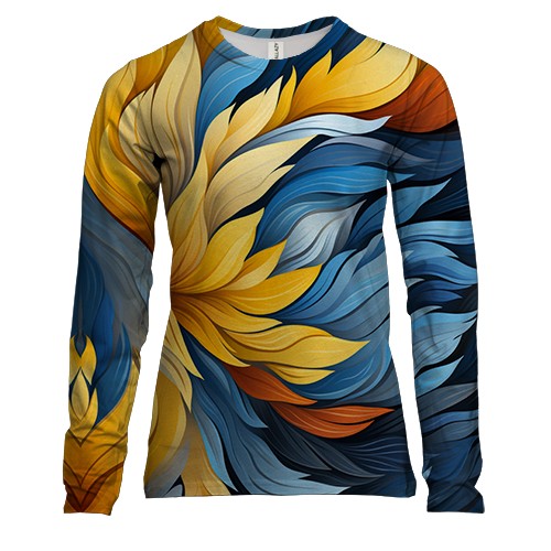 Жіночий 3D лонгслів з жовто-синім пір