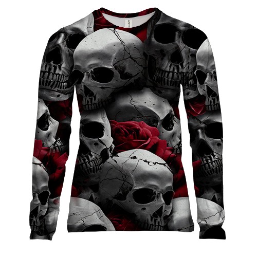 Жіночий 3D лонгслів Черепа з трояндами