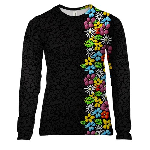 Жіночий 3D лонгслів з квітковим артом