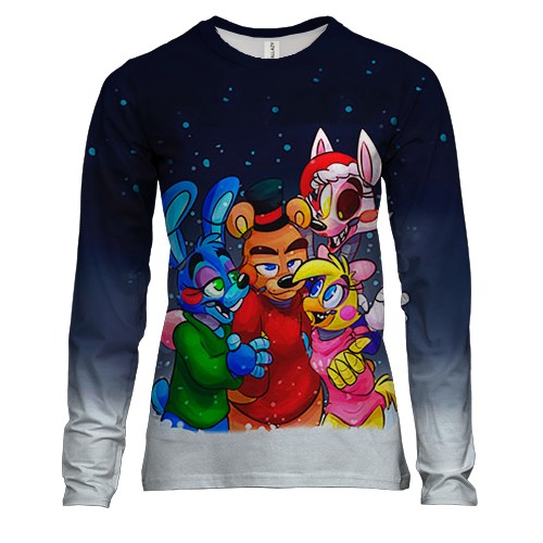 Жіночий 3D лонгслів Аніматроніки в снігу - FNaF