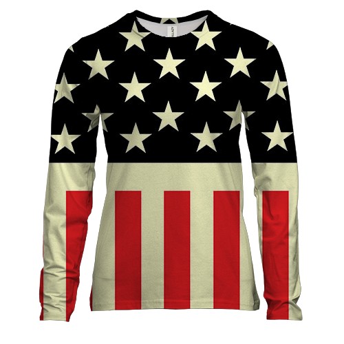 Жіночий 3D лонгслів зі стилізованим американським прапором