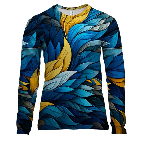 Женский 3D лонгслив с перьями (АРТ)