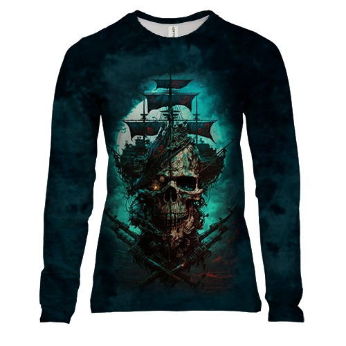 Женский 3D лонгслив пиратский корабль АРТ