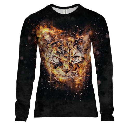 Жіночий 3D лонгслів з вогненним тигреням