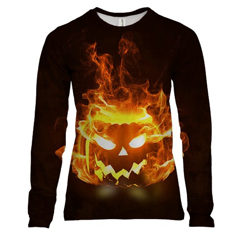 Жіночий 3D лонгслів Гарбуз у вогні