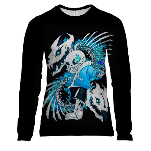 Жіночий 3D лонгслів Санс та дракон - Undertale