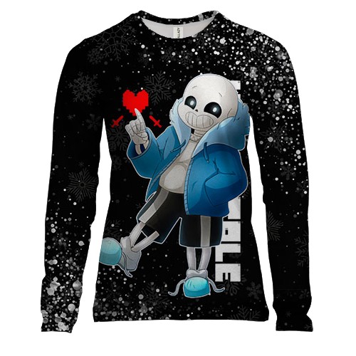 Жіночий 3D лонгслів Новорічний Санс - Undertale