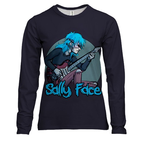 Женский 3D лонгслив Салли с гитарой - SALLY FACE
