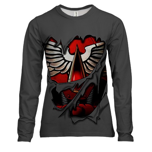 Женский 3D лонгслив Броня Кровавых Ангелов - WH 40k