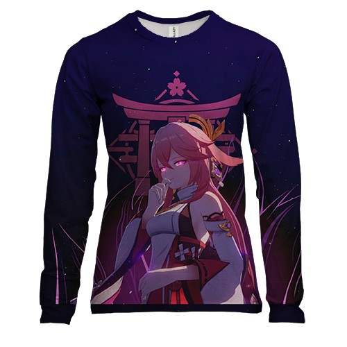 Жіночий 3D лонгслів Genshin Impact - Яе Міко