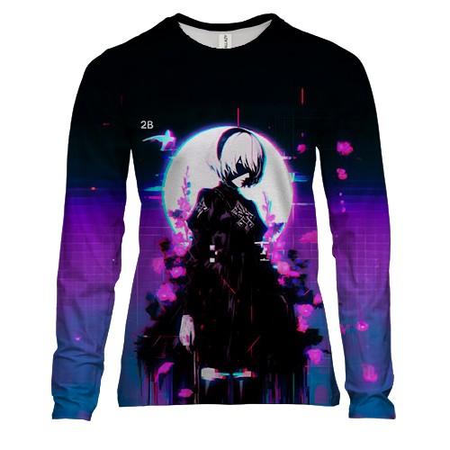 Женский 3D лонгслив 2B, neon - Nier: Automata