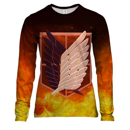 Жіночий 3D лонгслів Герб загону розвідки у вогні - Атака титанів