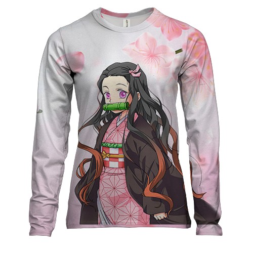 Женский 3D лонгслив Милая Незуко - Клинок рассекающий демонов