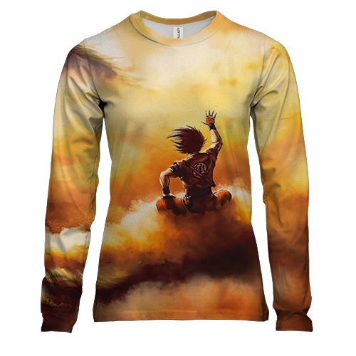 Жіночий 3D лонгслів Сон Ґоку на хмарі - Dragon Ball