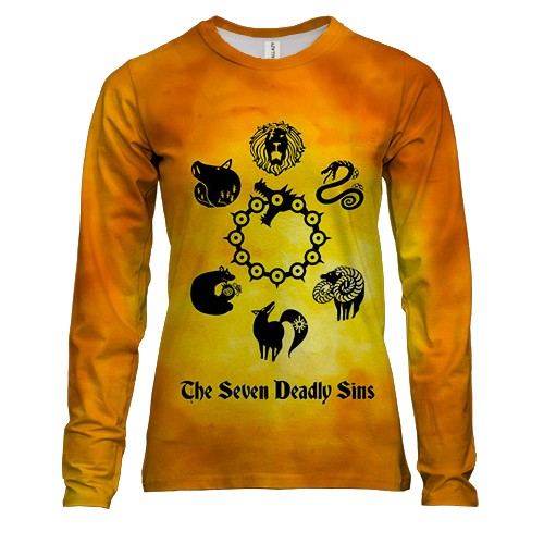 Жіночий 3D лонгслів символи "7 Смертних Гріхів"