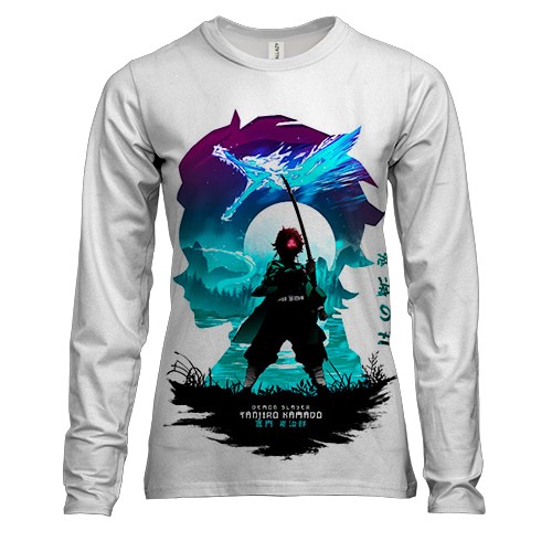 Женский 3D лонгслив Танджиро Камадо, силуэт - Клинок рассекающий демонов