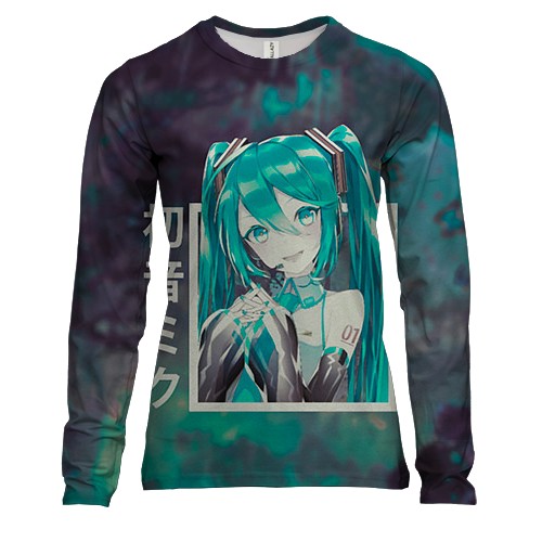 Жіночий 3D лонгслів Міку Хацуне в квадраті