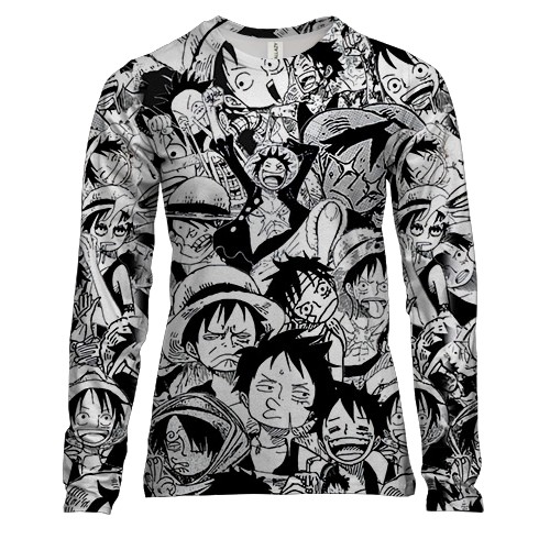 Жіночий 3D лонгслів Monkey D Luffy - One Piece, manga-pattern