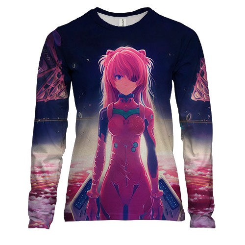 Женский 3D лонгслив Асука в космосе - Евангелион