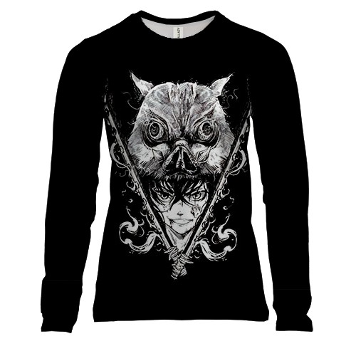 Женский 3D лонгслив Иноске, Кабан - Клинок рассекающий демонов