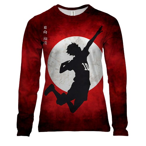 Женский 3D лонгслив Хината в прыжке - Haikyu!!