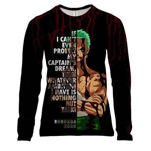 Женский 3D лонгслив Зоро Ророноа, окровавленный - One Piece