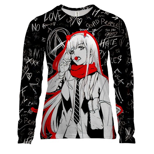 Женский 3D лонгслив 02 с чупа-чупсом - Darling in the Franxx