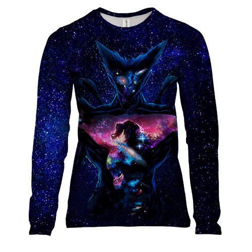 Женский 3D лонгслив Garou, Galaxy - One Punch Man