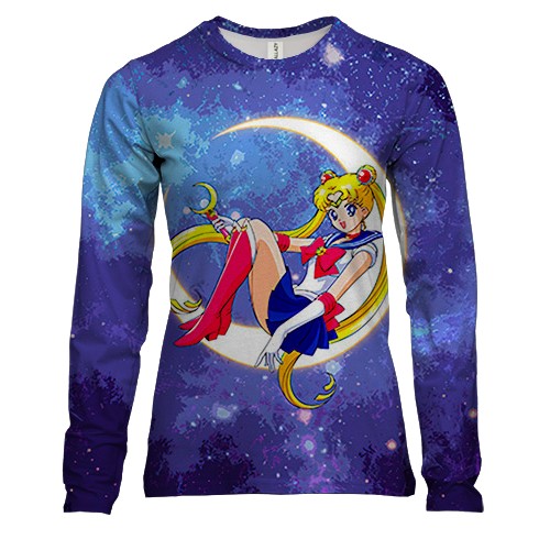 Женский 3D лонгслив Сейлор Мун в небе