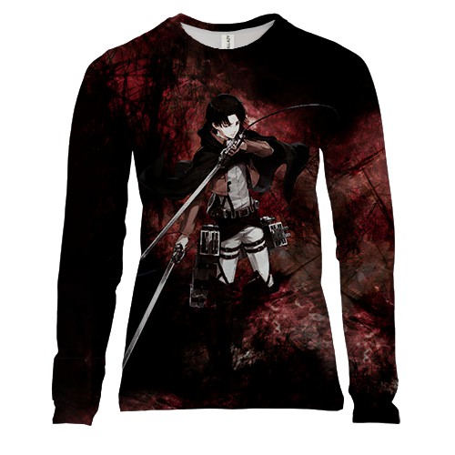 Жіночий 3D лонгслів Леві Аккерман - Атака титанів