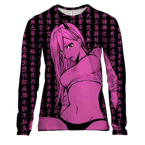 Женский 3D лонгслив Пауэр в топике - Человек-бензопила