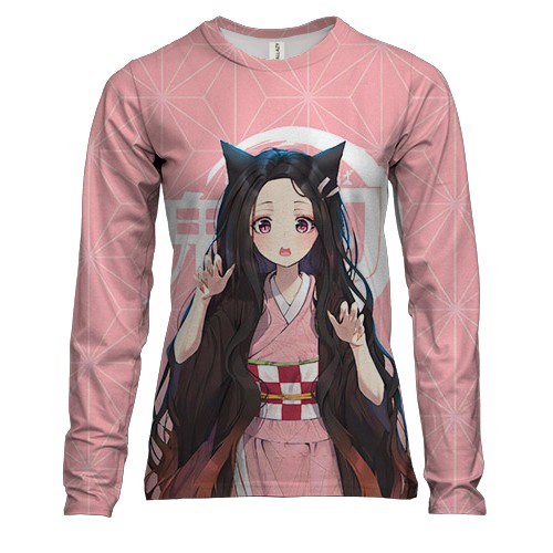 Женский 3D лонгслив Незуко (Неко) - Клинок, рассекающий демонов