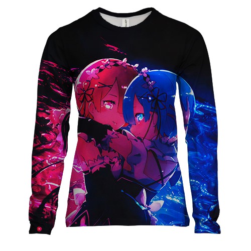Женский 3D лонгслив Рем и Рам - Жизнь с нуля (Re:Zero)