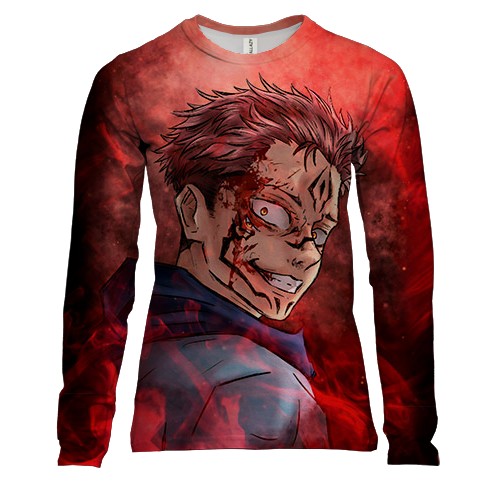 Женский 3D лонгслив Юдзи Итадори, Сукуна - Магическая битва