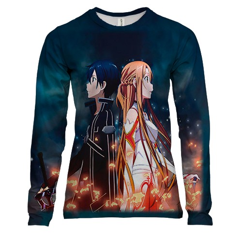 Жіночий 3D лонгслів Кіріто и Асуна - Sword art Online