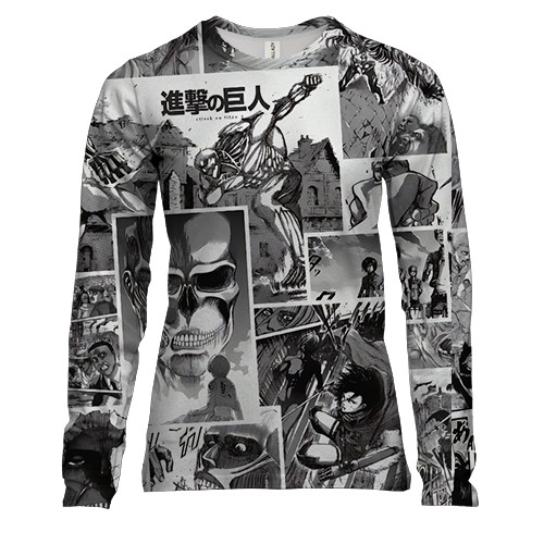 Женский 3D лонгслив Атака Титанов манга