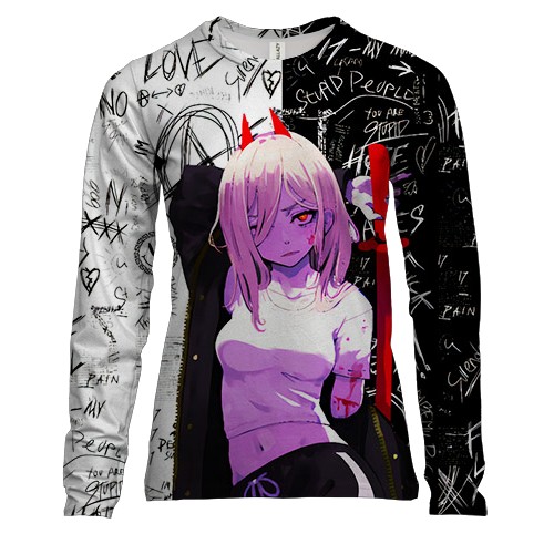 Жіночий 3D лонгслів Пауер з мечем - Людина бензопила